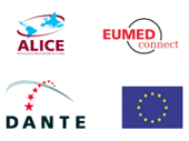ALICE, EUMEDconnect, DANTE, Unión Europea - logos